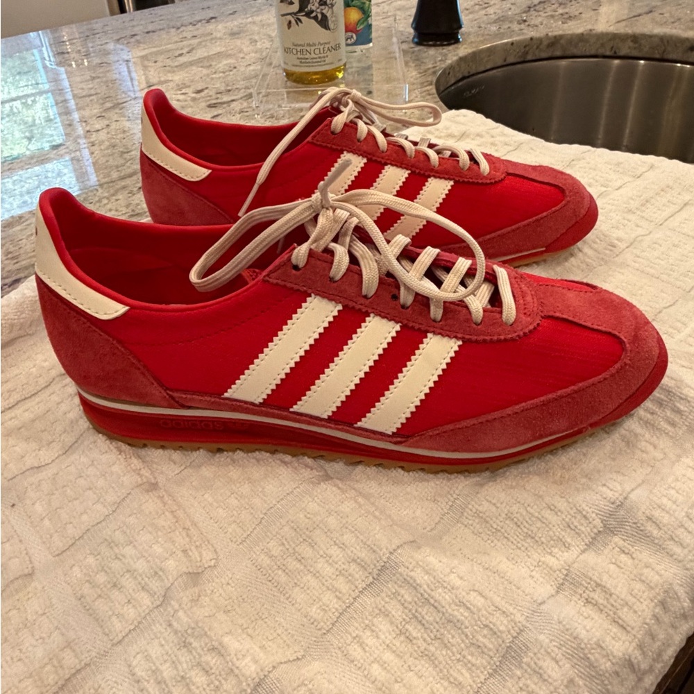Adidas Crimson and Ivory Trainers